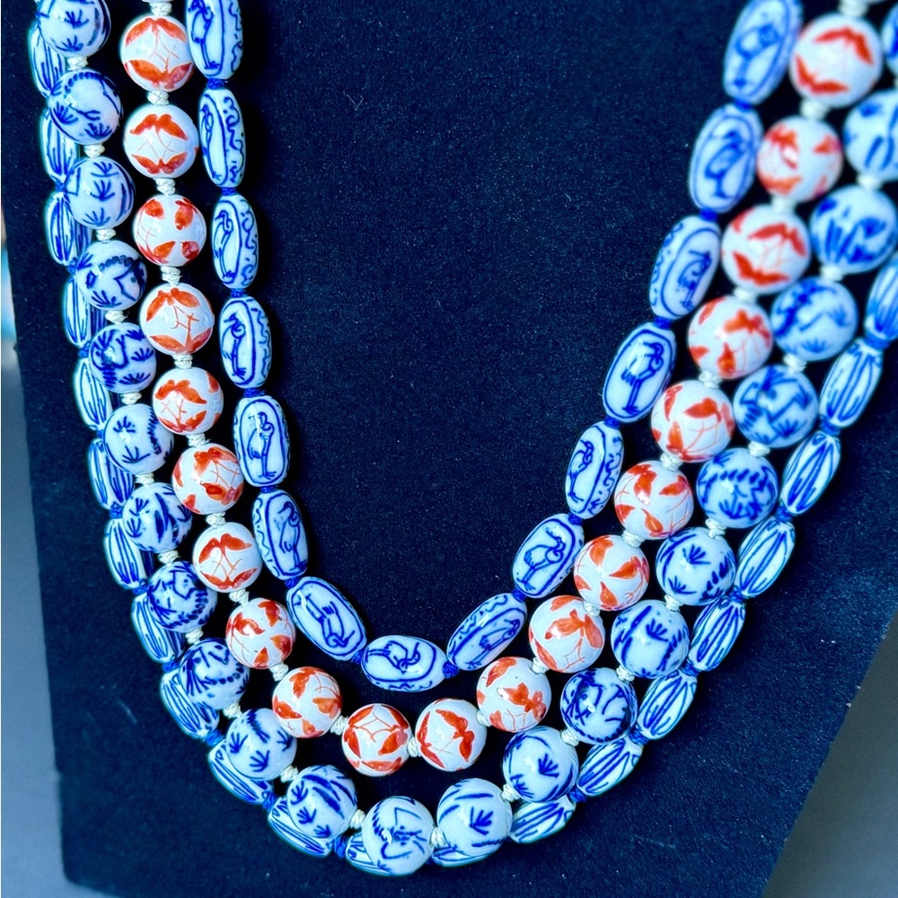 vtg Chinese Porcelain Beaded Necklaces